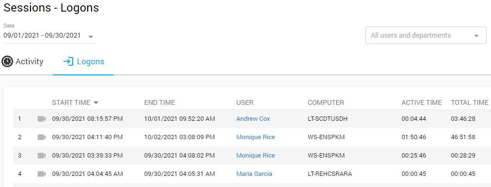 Controlio capture and reflect the time when users sign in to your system